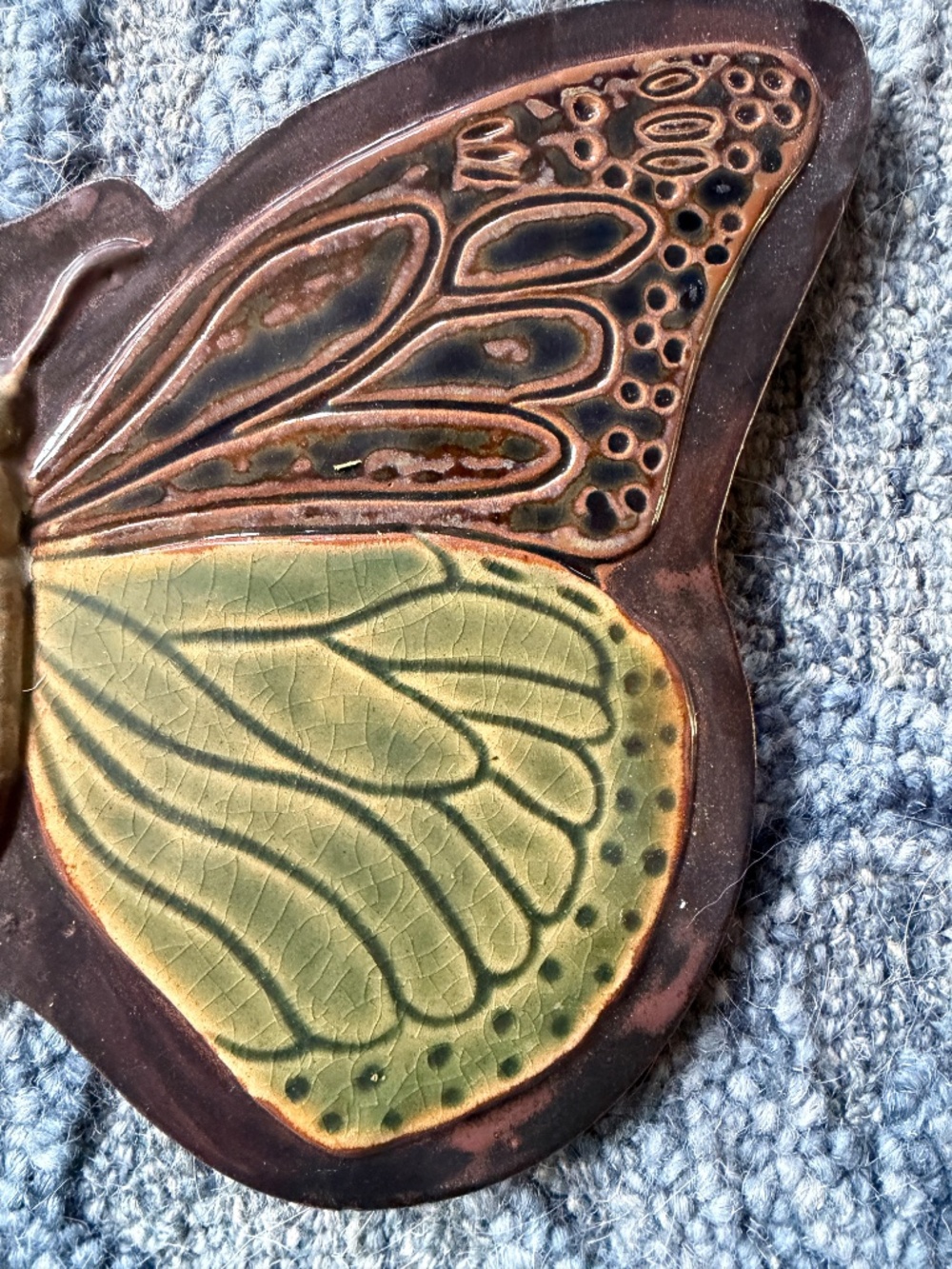 Vintage Pier 1 Pottery Butterfly Tray/Trivet/Garden Decor - Picture 3 of 6